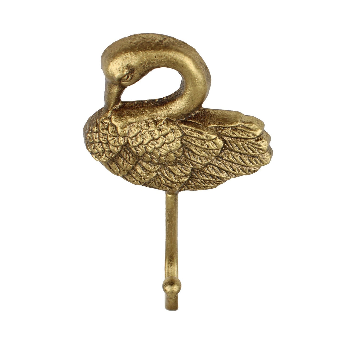 Antique Gold Cast Iron Metal Swan Wall Hook Key Towel Coat Hanger 6 inch Tall