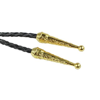 Praying Cowboy Kneeling At Cross Golden Bolo Tie 40 in Adjustable Leather Cord