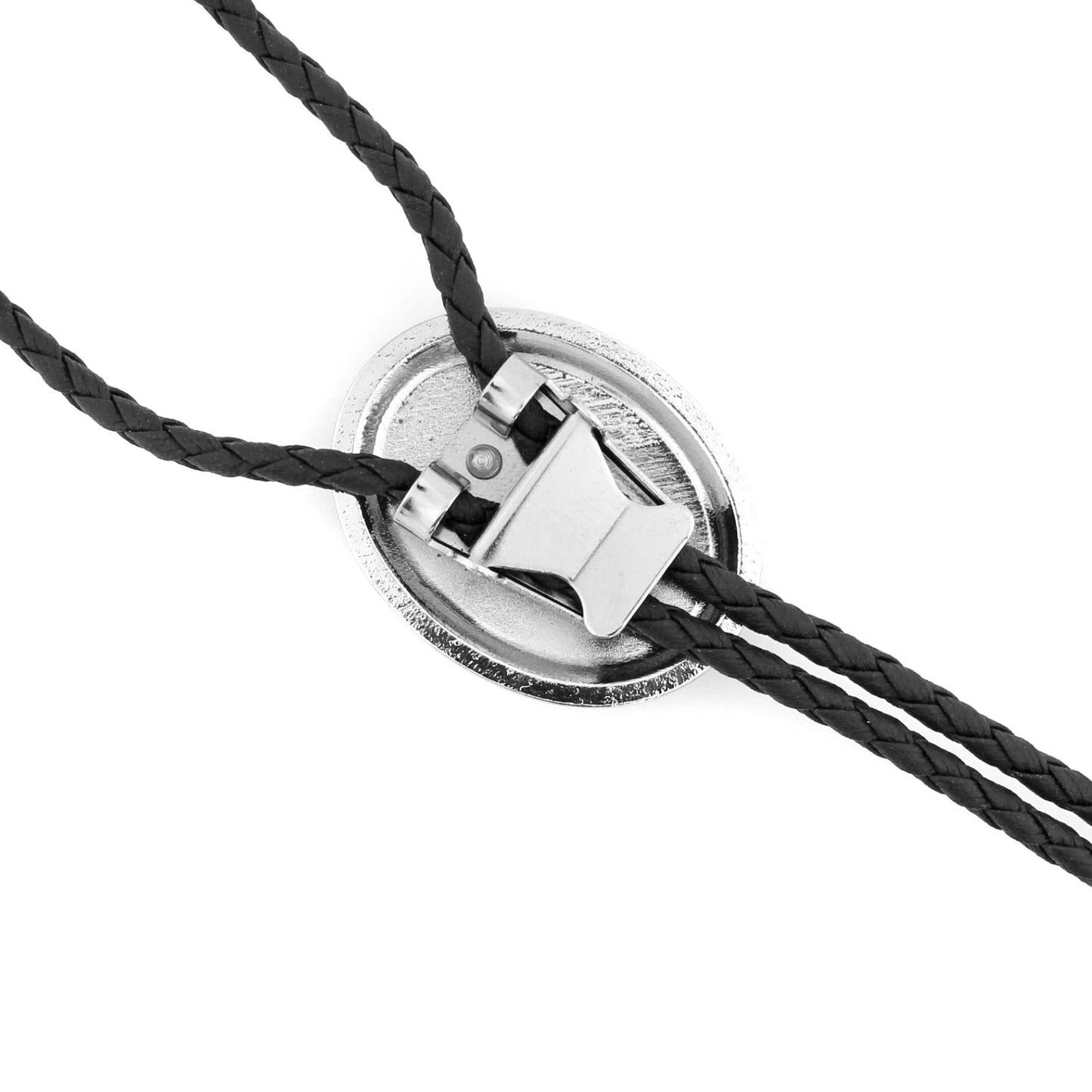 Silver Tone Oval Turquoise Stone Western Bolo Tie 40 in Adjustable Leather Cord