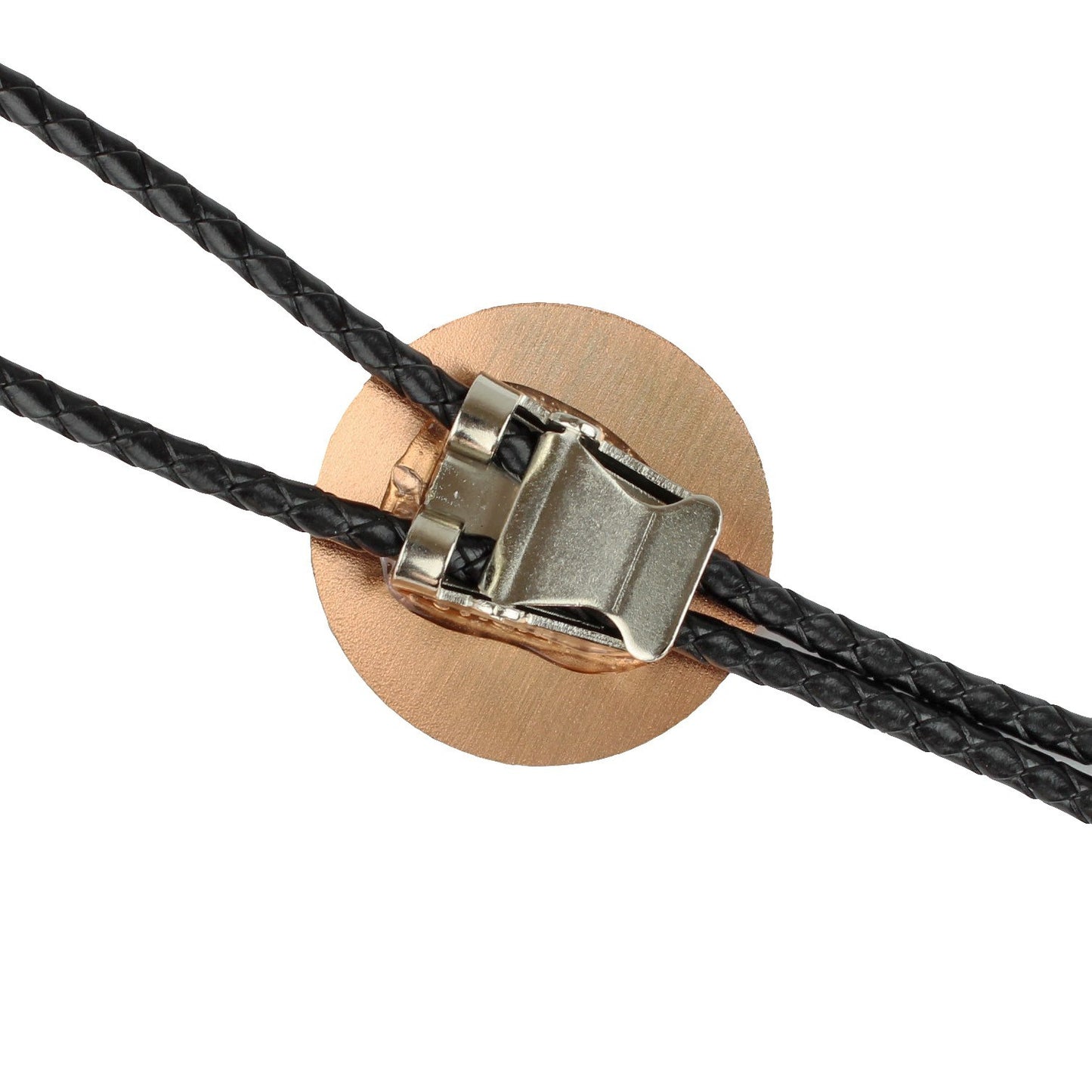 Round Etched Copper Steam Train Bolo Tie 40 inch Black Cord Made in USA