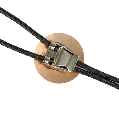 Round Etched Copper Bass Fisherman Bolo Tie 40 inch Black Cord Made in USA