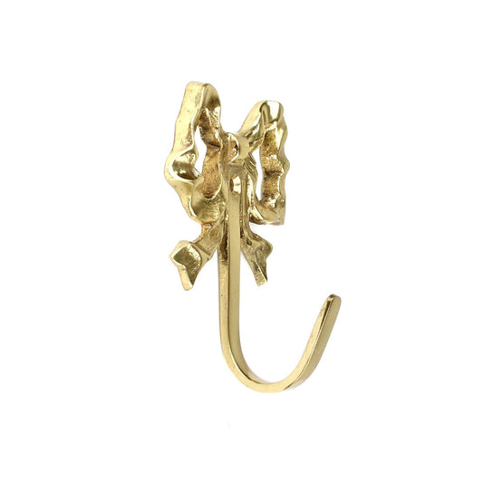 Small Tiny Gold Metal Butterfly Bow Wall Hook Key Jewelry Necklace Hanger 3 inch