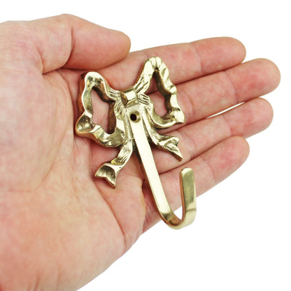 Small Tiny Gold Metal Butterfly Bow Wall Hook Key Jewelry Necklace Hanger 3 inch