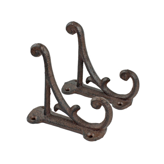 2 Cast Iron Rustic Vines Double Wall Hook Key Towel Coat Purse Door Hanger Brown