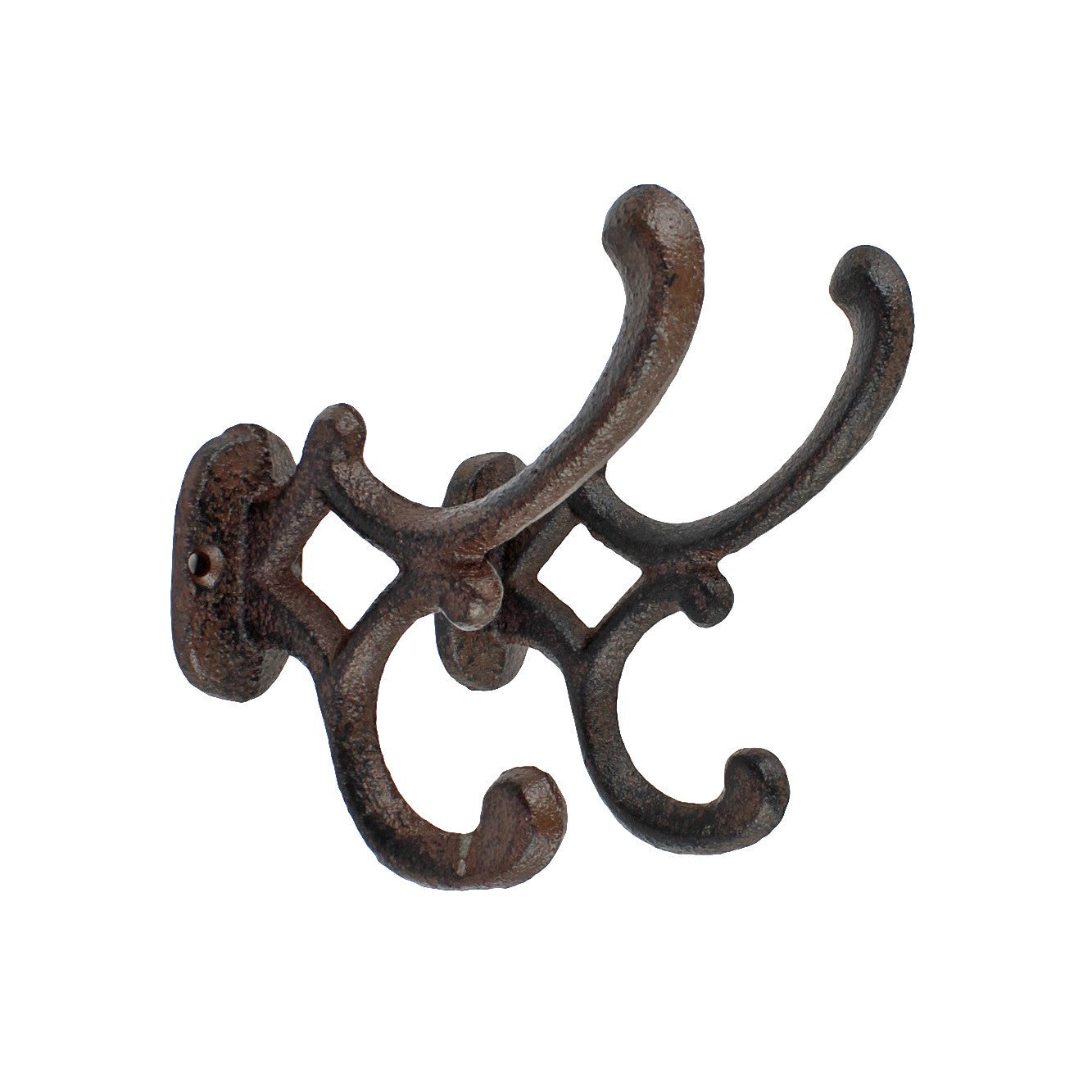 2 Rustic Cast Iron Vines Double Wall Hook Key Towel Coat Purse Door Hanger Brown
