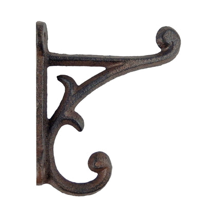 4 Cast Iron Rustic Vines Double Wall Hook Key Towel Coat Purse Door Hanger Brown