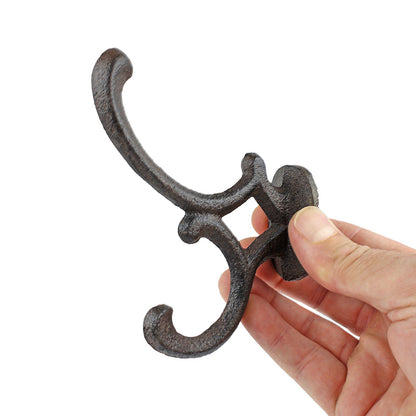 2 Rustic Cast Iron Vines Double Wall Hook Key Towel Coat Purse Door Hanger Brown