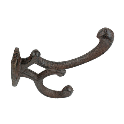 4 Rustic Cast Iron Vines Double Wall Hook Key Towel Coat Purse Door Hanger Brown
