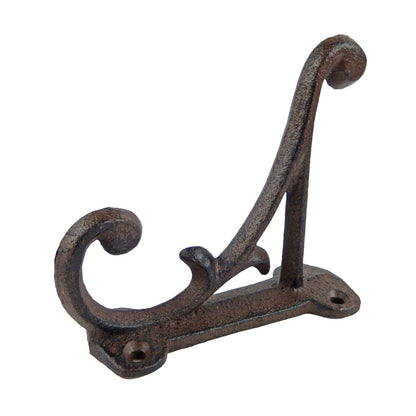 4 Cast Iron Rustic Vines Double Wall Hook Key Towel Coat Purse Door Hanger Brown