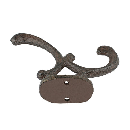 4 Rustic Cast Iron Vines Double Wall Hook Key Towel Coat Purse Door Hanger Brown