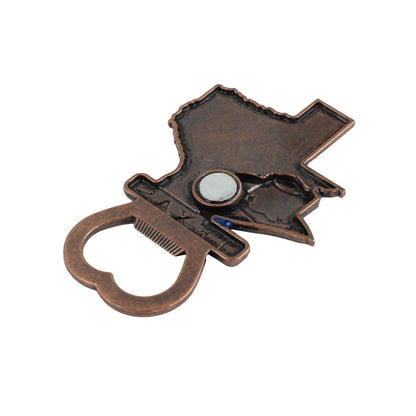 Western Texas Map Hat Metal Fridge Magnet Hand Held Bottle Opener Color Enamel