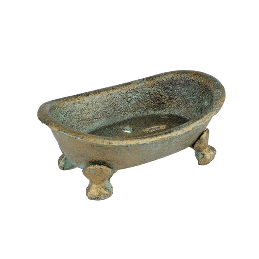 Verdigris Cast Iron Bathtub Soap Dish Holder Rustic Western Bathroom Decor Green