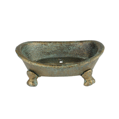 Verdigris Cast Iron Bathtub Soap Dish Holder Rustic Western Bathroom Decor Green