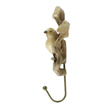 Perched Bird On Branch Wall Hook Decorative Key Dog Leash Hanger Brown Polyresin