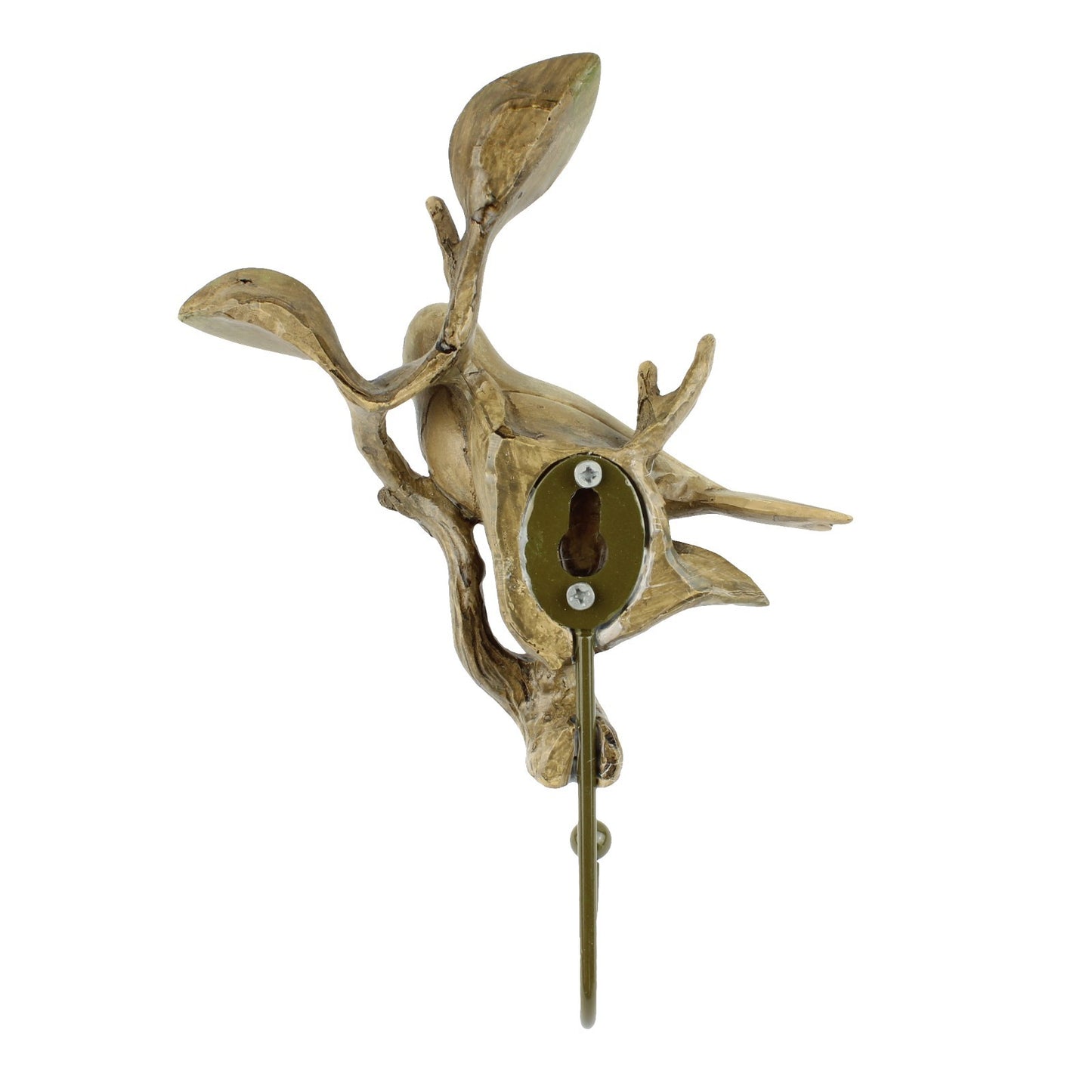 Perched Bird On Branch Wall Hook Decorative Key Dog Leash Hanger Brown Polyresin