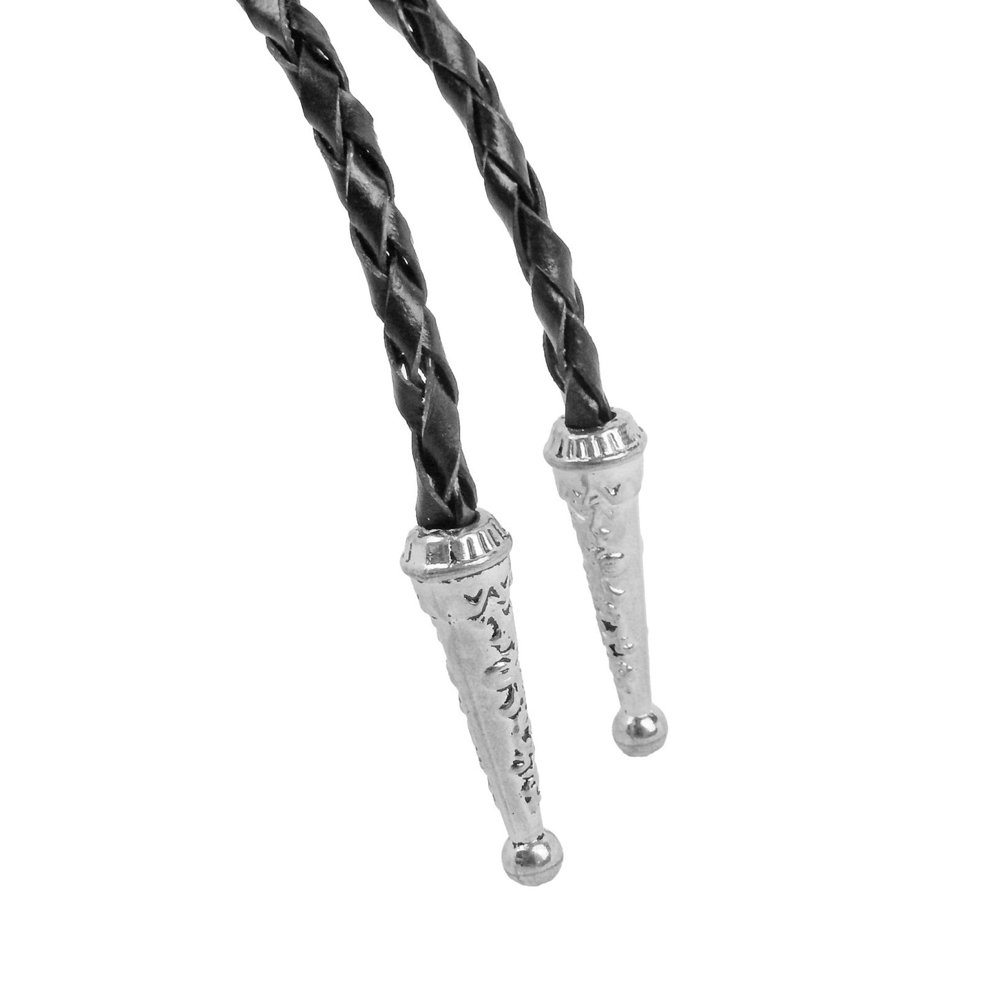 Arrowhead Oval Black Onyx Stone Bolo Tie Silver Color 40 in Black Leather Cord