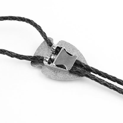 Arrowhead Oval Black Onyx Stone Bolo Tie Silver Color 40 in Black Leather Cord