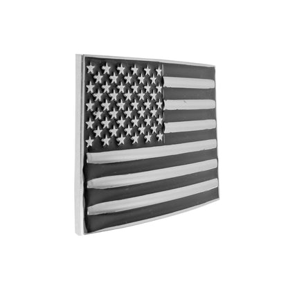 American Flag Men's Belt Buckle USA Pride Shiny Silver Enamel Fits 1.5" Belts