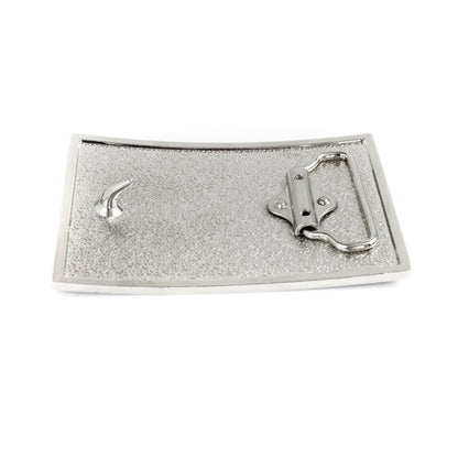 American Flag Men's Belt Buckle USA Pride Shiny Silver Enamel Fits 1.5" Belts