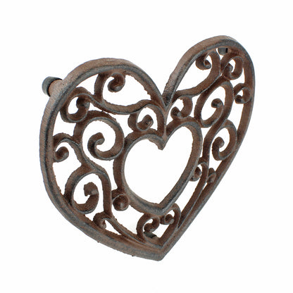 Cast Iron Scrolls Heart Shaped Trivet Rustic Antique Style Hot Pot Plate Holder
