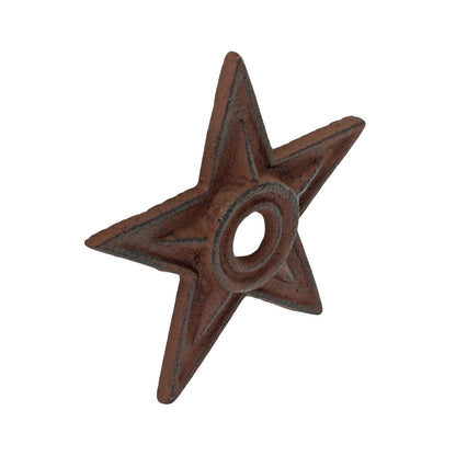 Small Cast Iron Texas Star With Hole Metal Washer Rustic Brown Western 4 inch