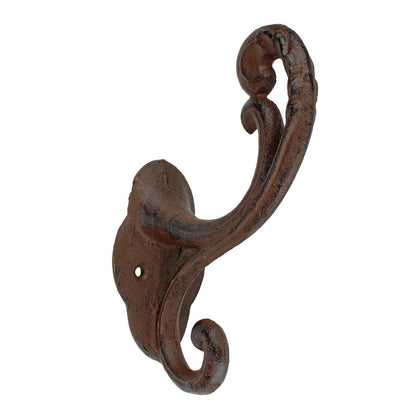 Rustic Cast Iron Vines Double Wall Hook Towel Hat Coat Purse Hanger Heavy Duty