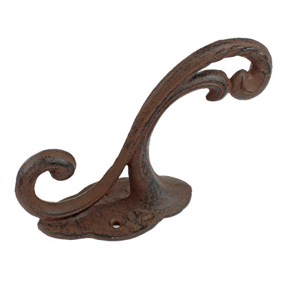 Rustic Cast Iron Vines Double Wall Hook Towel Hat Coat Purse Hanger Heavy Duty