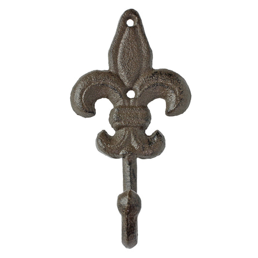 Cast Iron Fleur De Lis Wall Hook Victorian Key Towel Coat Purse Hanger Brown