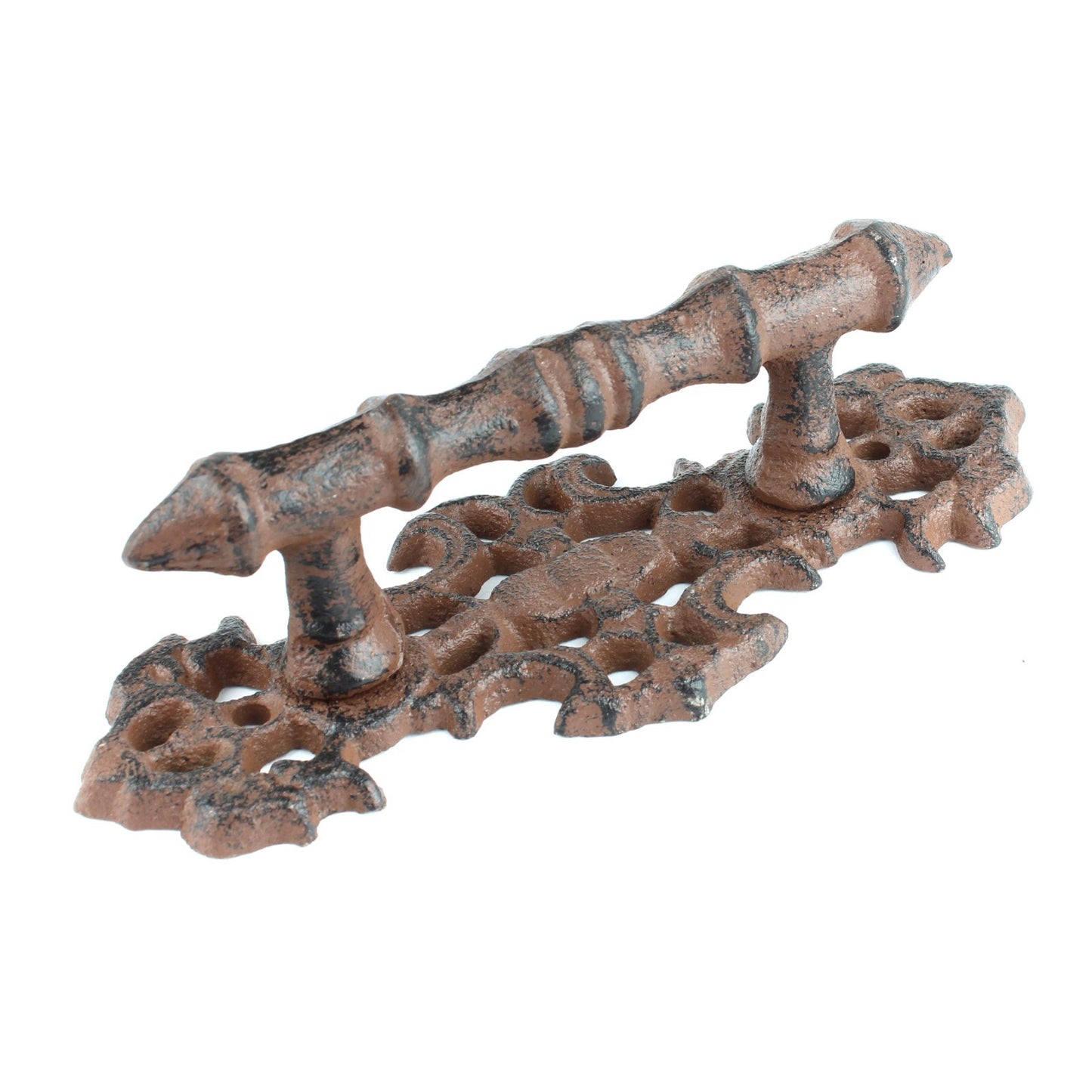 Ornate Victorian Door Handle Pull Rustic Cast Iron Fancy Antique Style 6 1/2 in