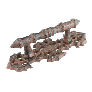 Ornate Victorian Door Handle Pull Rustic Cast Iron Fancy Antique Style 6 1/2 in