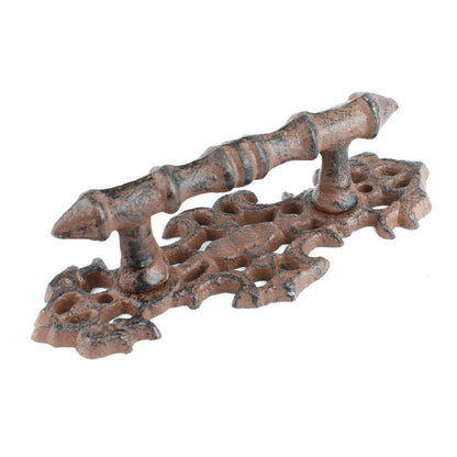 Ornate Victorian Door Handle Pull Rustic Cast Iron Fancy Antique Style 6 1/2 in