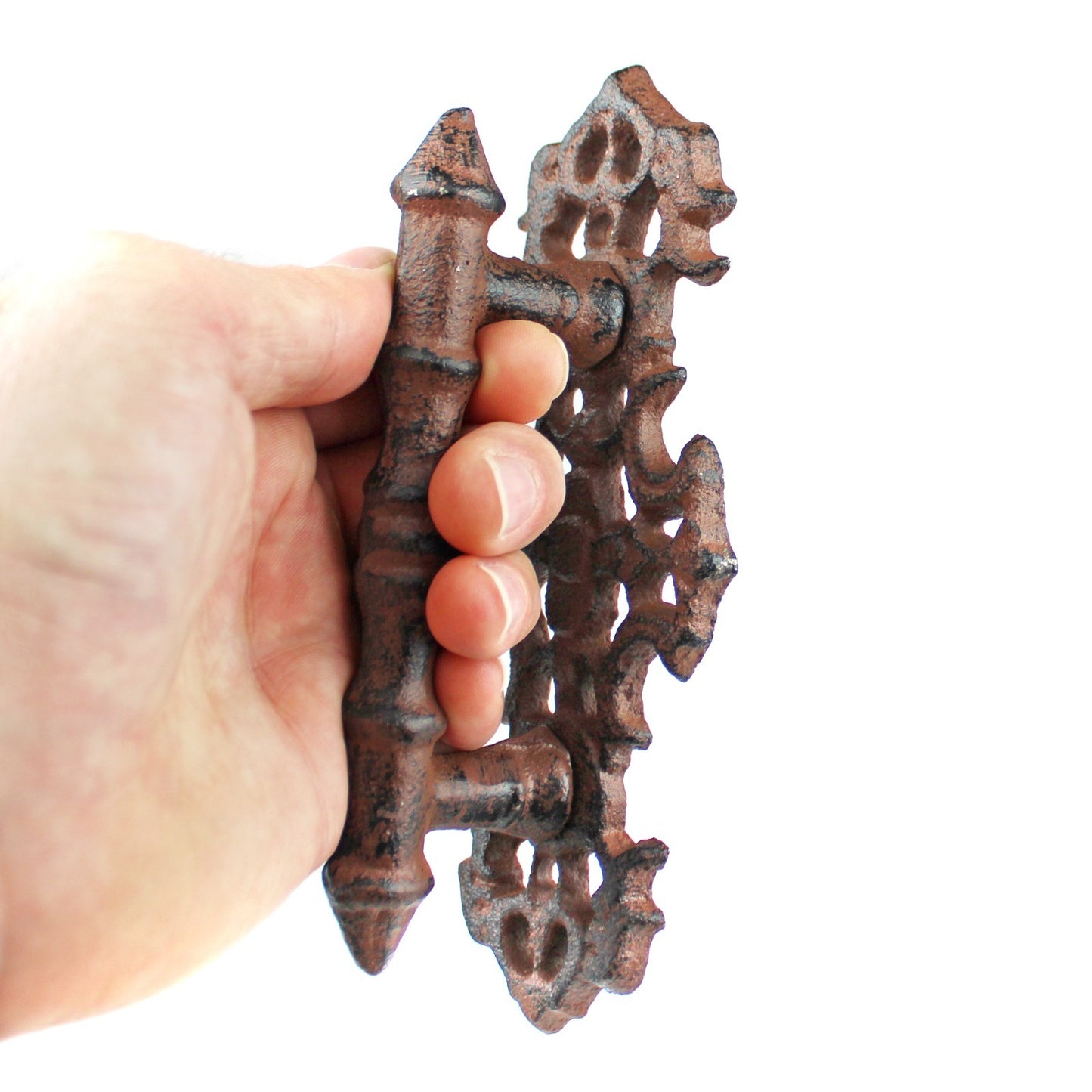Ornate Victorian Door Handle Pull Rustic Cast Iron Fancy Antique Style 6 1/2 in