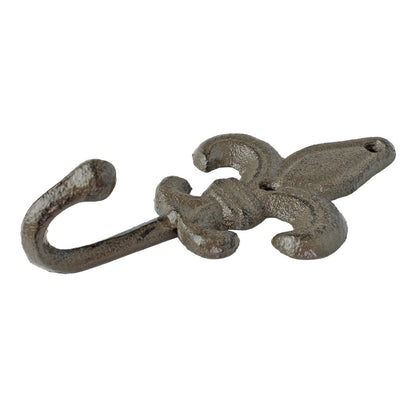 Cast Iron Fleur De Lis Wall Hook Victorian Key Towel Coat Purse Hanger Brown