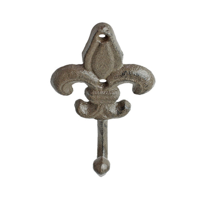 Cast Iron Fleur De Lis Wall Hook Victorian Key Towel Coat Purse Hanger Brown