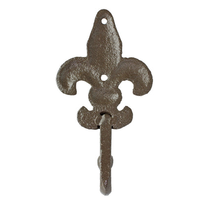 Cast Iron Fleur De Lis Wall Hook Victorian Key Towel Coat Purse Hanger Brown