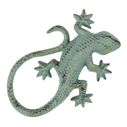 Verdigris Cast Iron Lizard Figurine Garden Pond Yard Flower Bed Decor Green 6 in