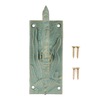 Verdigris Cast Iron Seahorse Shell Door Knocker Nautical Beach House Decor Green
