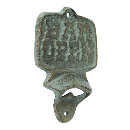 Cast Iron Bar Open Wall Bottle Opener Rustic Western Decor Green & Gold