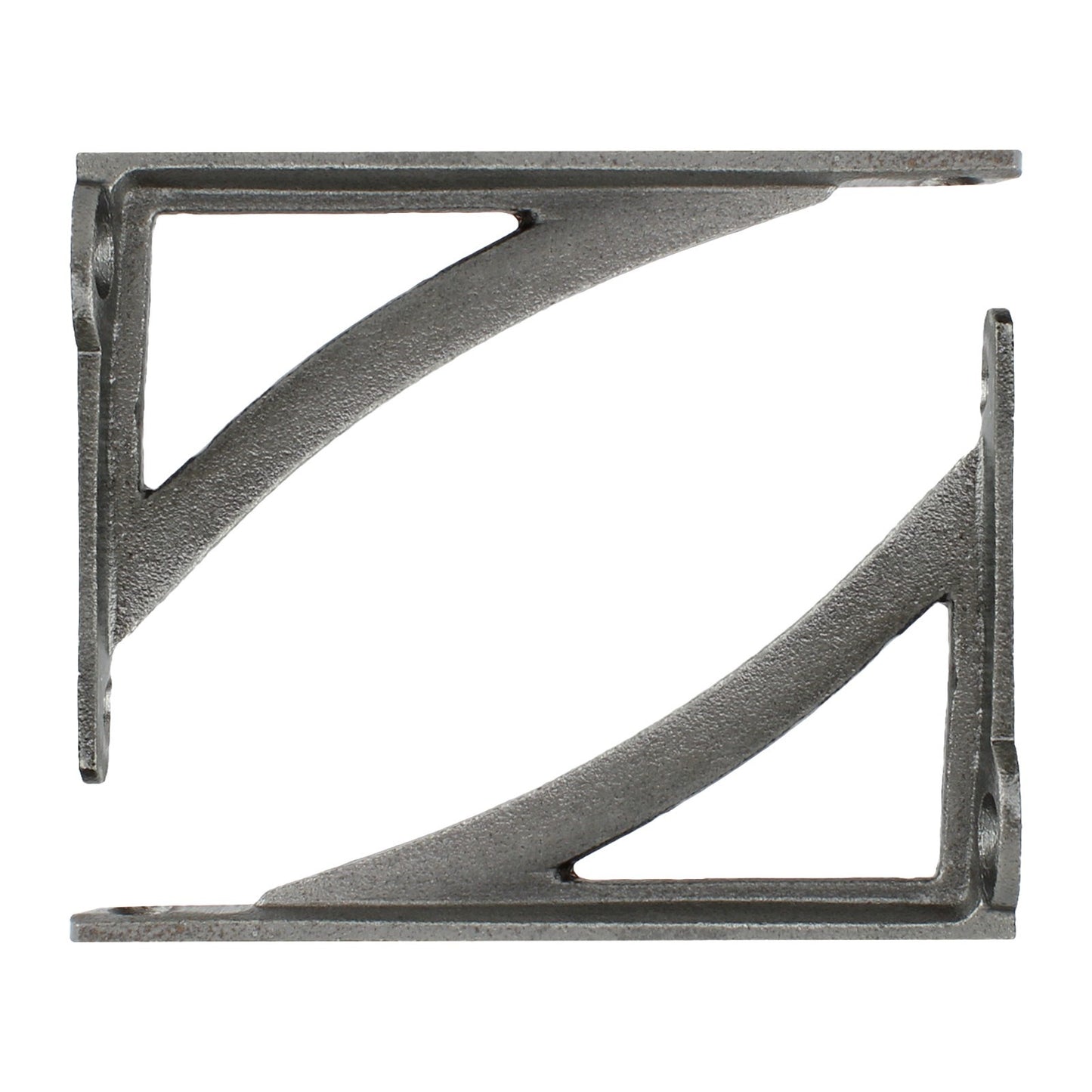 2 Small Simple Glazed Cast Iron Shelf Brackets Corner Braces Gray 4.5 x 3 inch