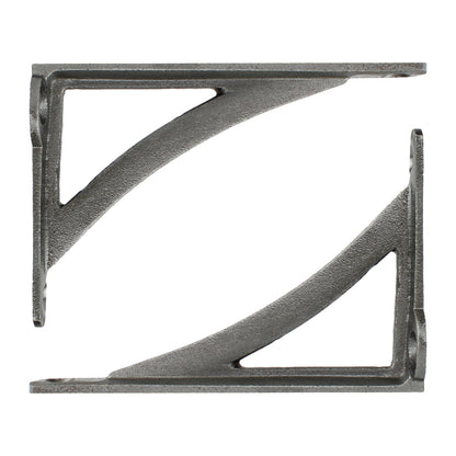2 Small Simple Glazed Cast Iron Shelf Brackets Corner Braces Gray 4.5 x 3 inch