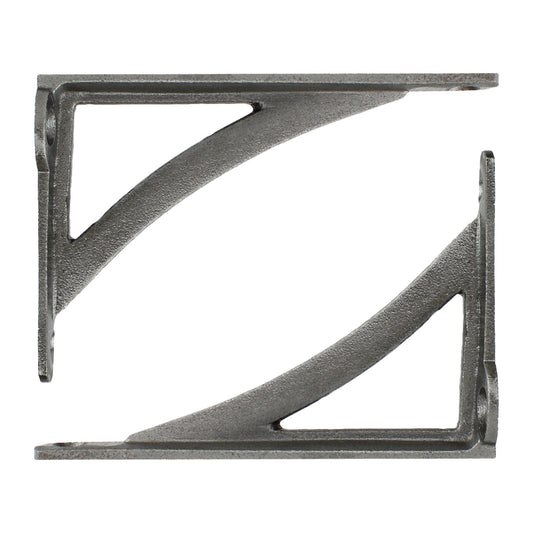 2 Small Simple Glazed Cast Iron Shelf Brackets Corner Braces Gray 4.5 x 3 inch