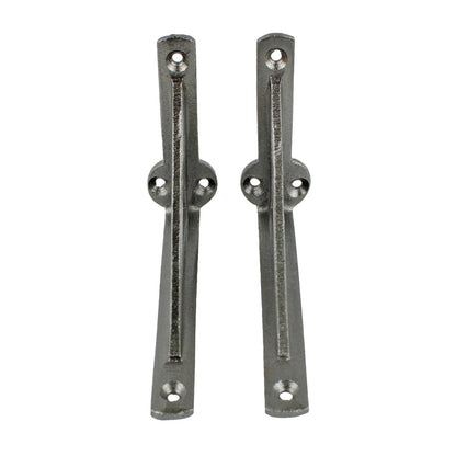 2 Small Simple Glazed Cast Iron Shelf Brackets Corner Braces Gray 4.5 x 3 inch