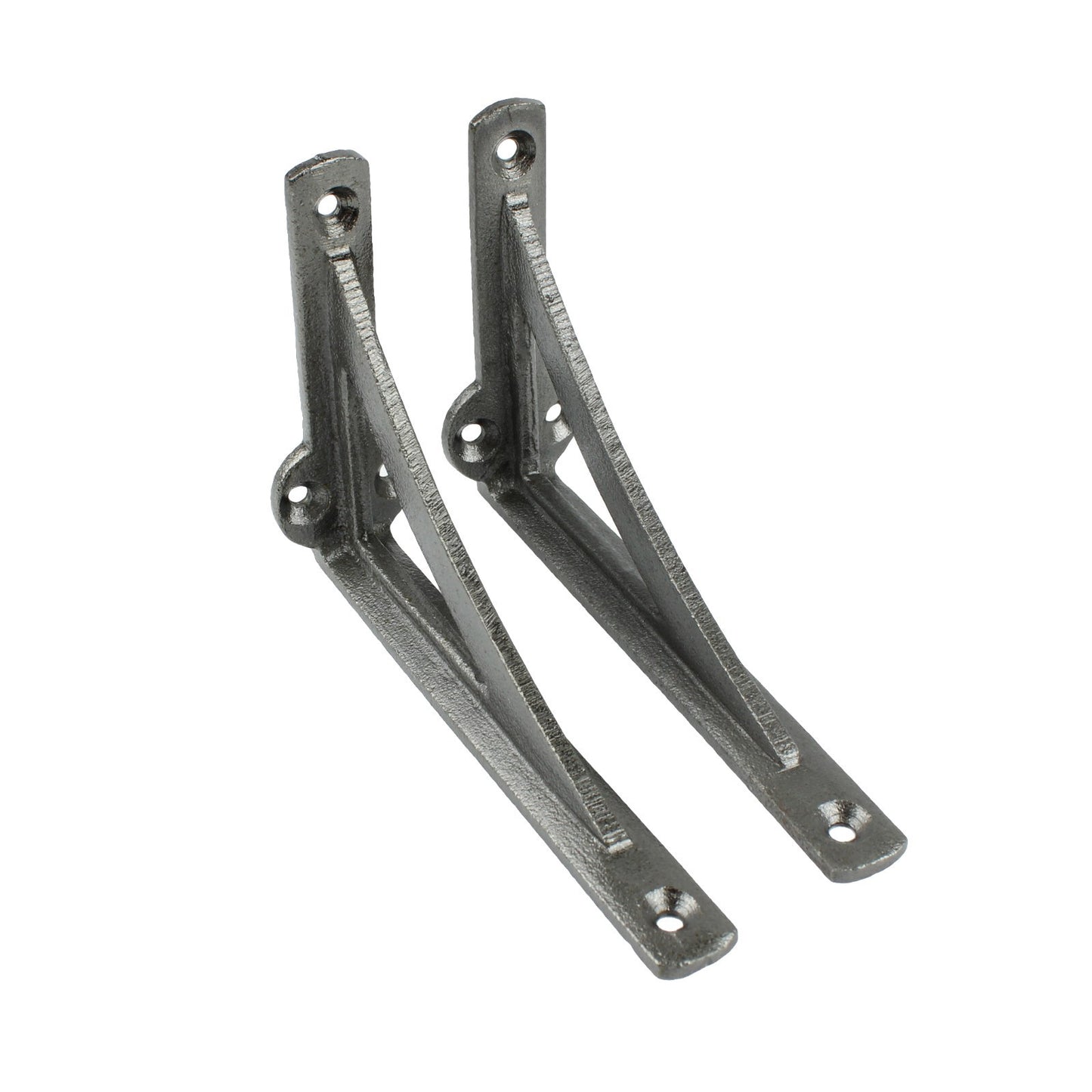 2 Small Simple Glazed Cast Iron Shelf Brackets Corner Braces Gray 4.5 x 3 inch