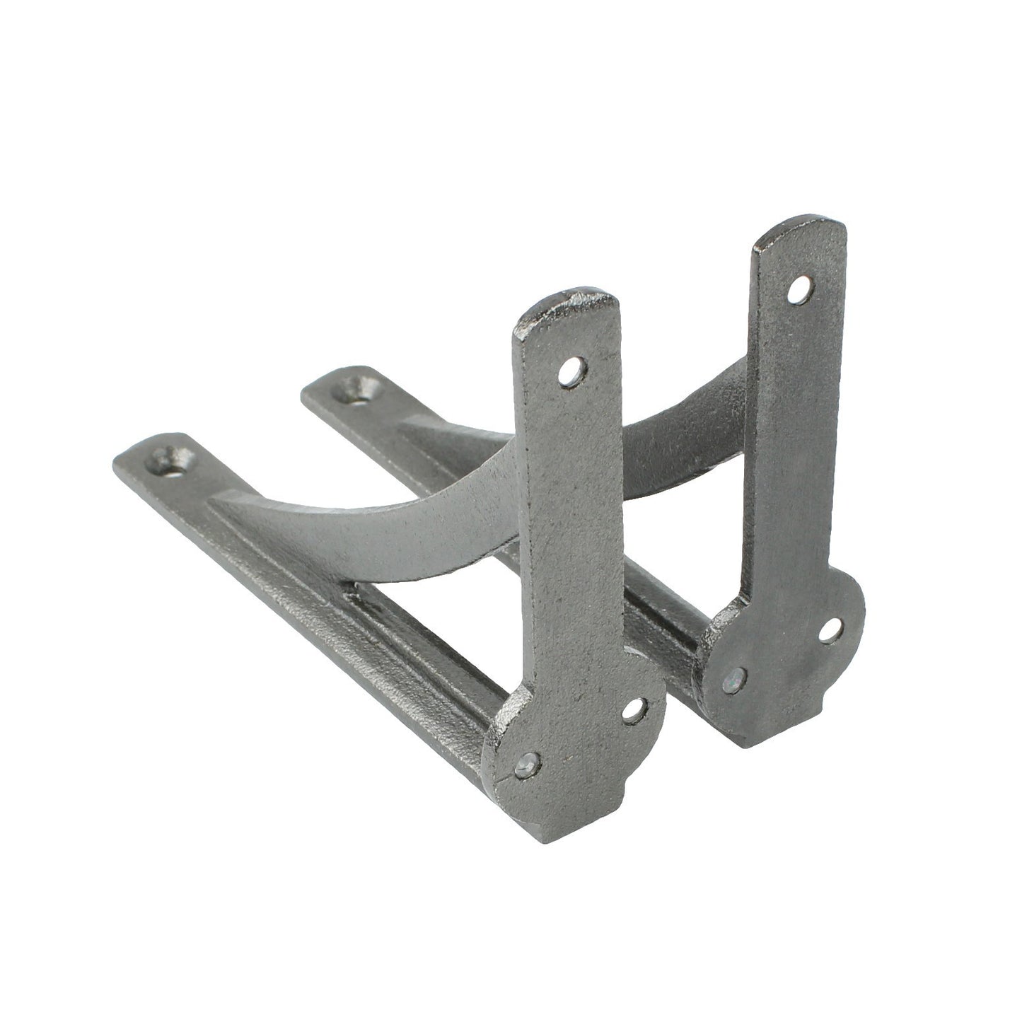2 Small Simple Glazed Cast Iron Shelf Brackets Corner Braces Gray 4.5 x 3 inch