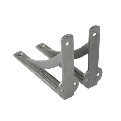 2 Small Simple Glazed Cast Iron Shelf Brackets Corner Braces Gray 4.5 x 3 inch