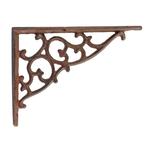 2 Rustic Cast Iron Scrolls Shelf Brackets Ornate Vines Corner Brace 7 x 5 1/4 in