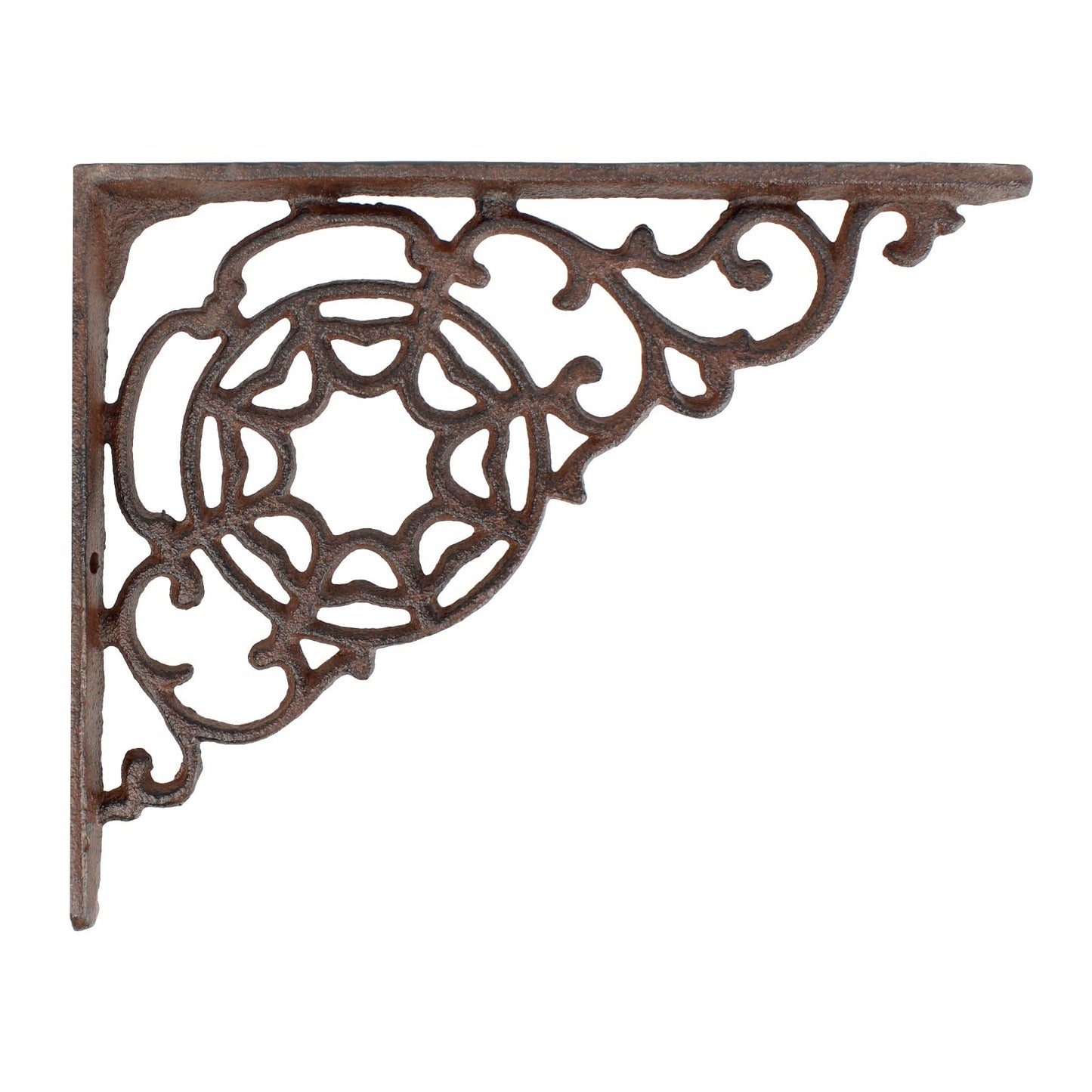 2 Rustic Cast Iron Scrolls Web Shelf Brackets Ornate Corner Brace 9 x 7 1/4 inch