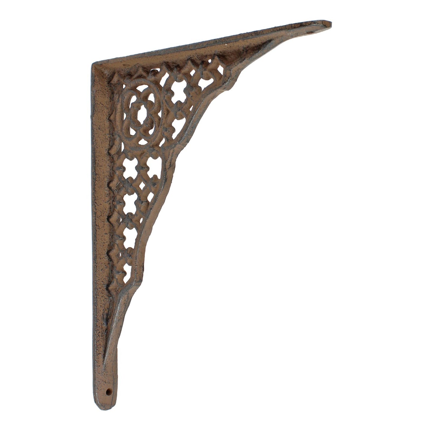 2 Cast Iron Lattice Shelf Brackets Rustic Brown Antique Style 8 1/4 x 6 1/2 inch