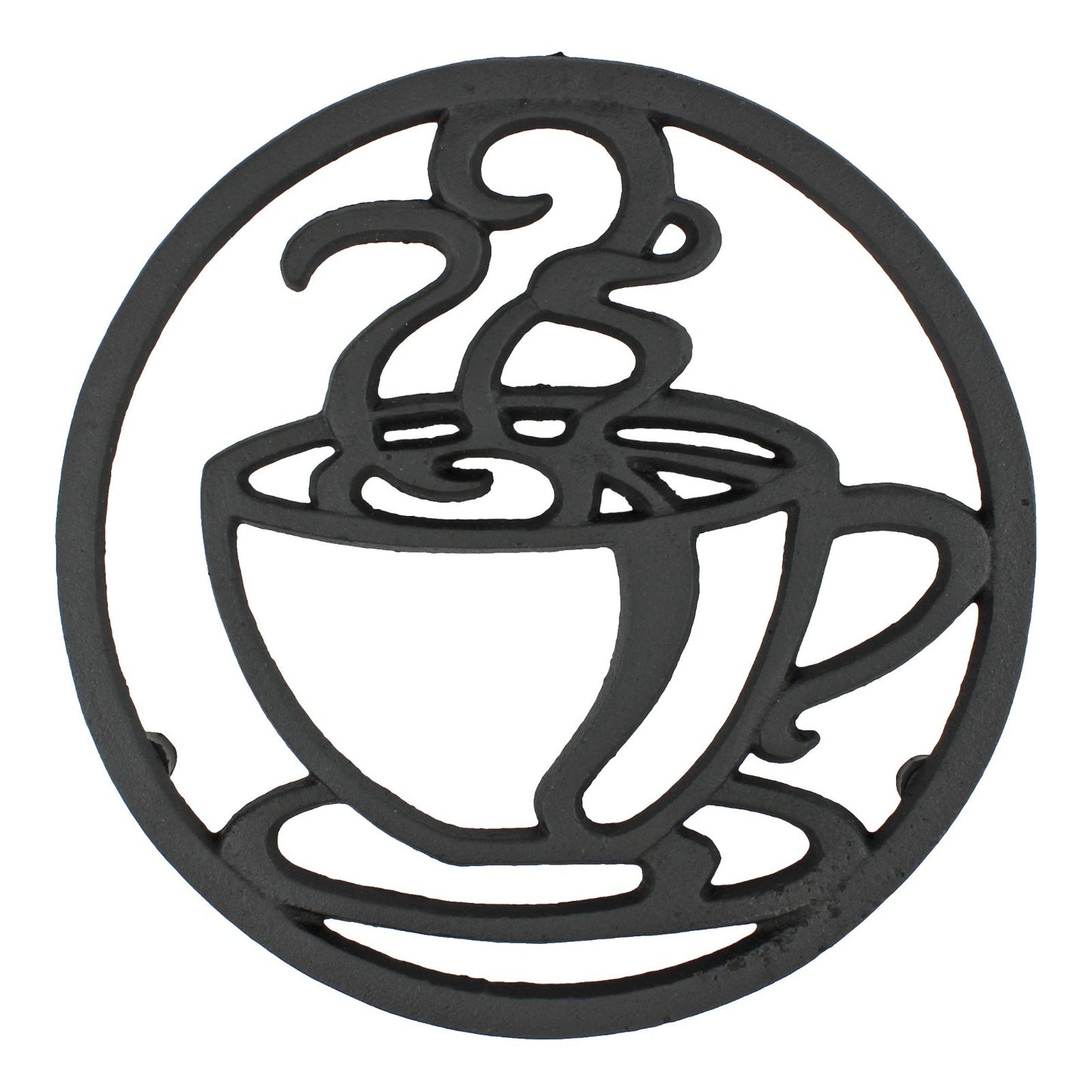 Black Cast Iron Coffee Cup Trivet Kitchen Countertop Hot Pot Plate Holder 7 inch
