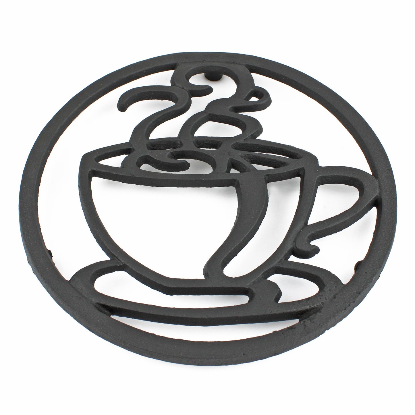 Black Cast Iron Coffee Cup Trivet Kitchen Countertop Hot Pot Plate Holder 7 inch